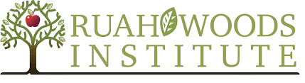 Partial green and brown logo with leaf design and text.