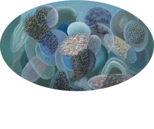 Microscopic view of bacteria showing diverse shapes and textures.